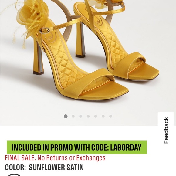 LEANA FLOWER STRAP HEEL size 5.5 sunflower satin sold out in stores - Picture 5 of 10